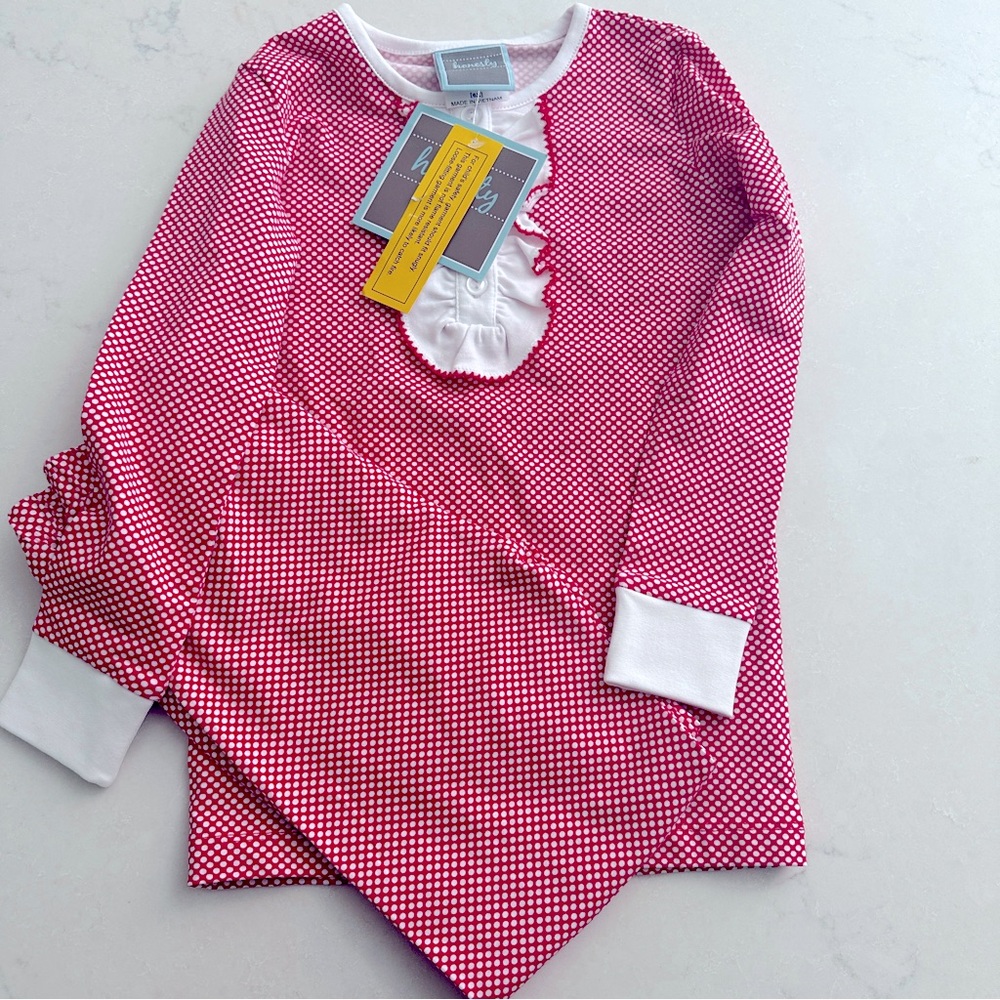 NWT Honesty Ruffle Morning Set Polka Dot Pajamas Girls Long Sleeve 6 x